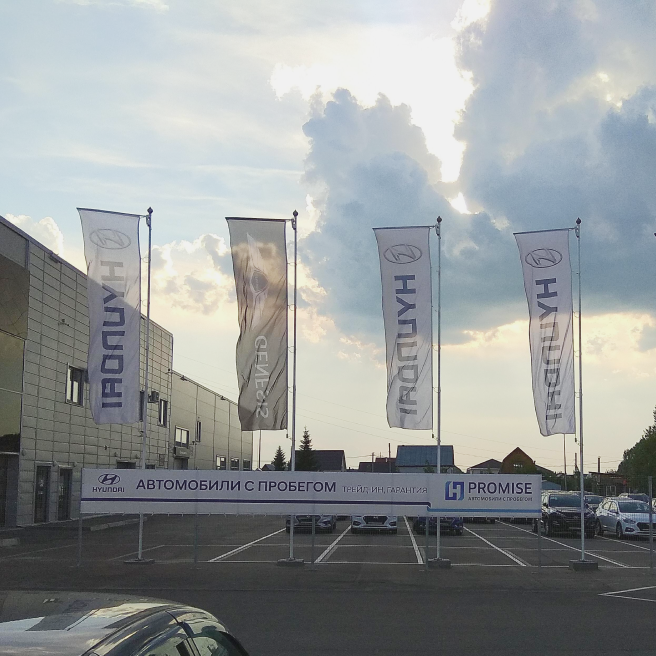 Фото флагштоков у автосалона