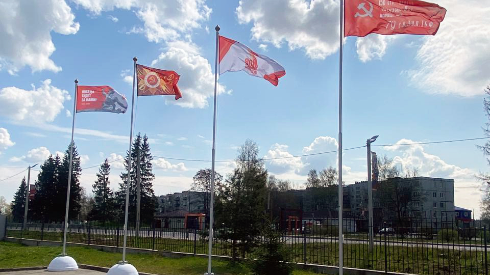 Уличные флагштоки высотой 6 метров в Пудомягах